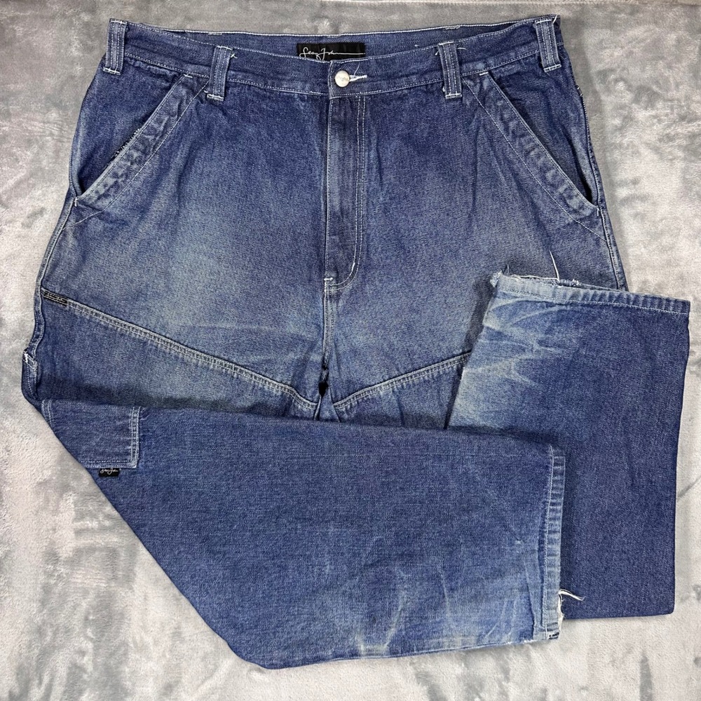 Sean John Vintage Baggy Carpenter Jeans Mens 44 Blue Denim‎ Y2K Hip Hop Wide Leg